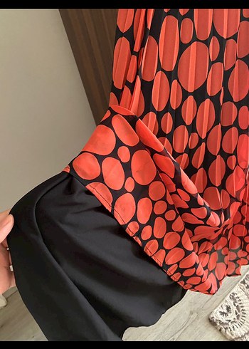 Kırmızı Puantiyeli Midi Hamile Elbisesi - Görsel 2