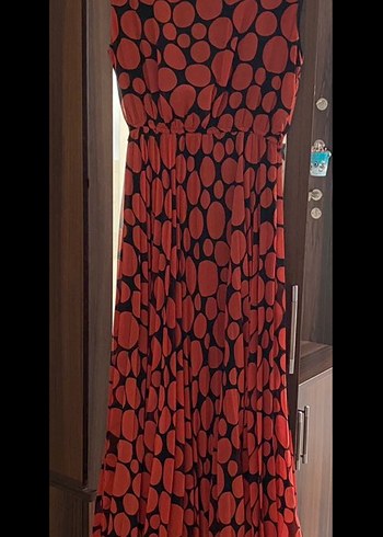 Kırmızı Puantiyeli Midi Hamile Elbisesi - Görsel 3