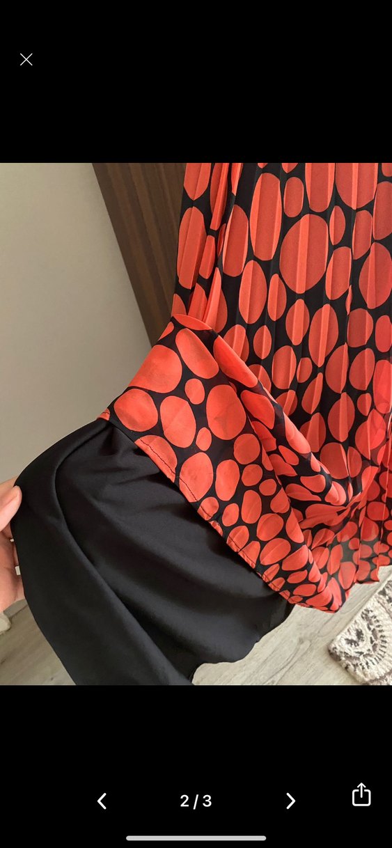 Kırmızı Puantiyeli Midi Hamile Elbisesi - Görsel 2