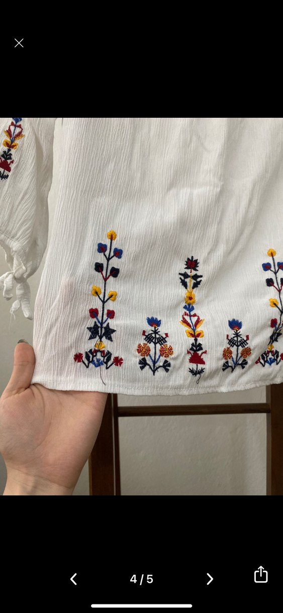 Nakışlı Bohem Kadın Bluz - Görsel 3