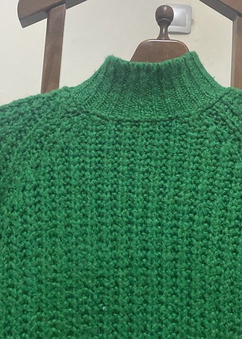 Kadın Yeşil Balıkçı Yaka Örgü Kazak - Görsel 2