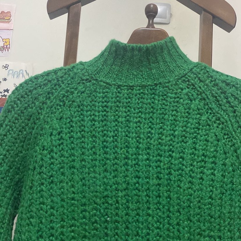 Kadın Yeşil Balıkçı Yaka Örgü Kazak - Görsel 2