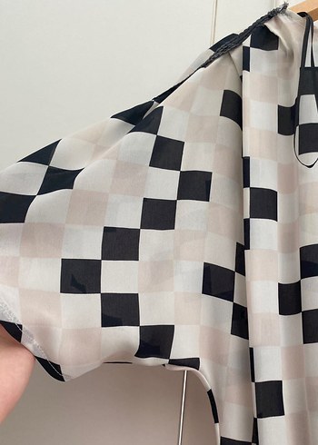 Kare Desenli, Salaş Kesim Kadın Bluz - Görsel 2