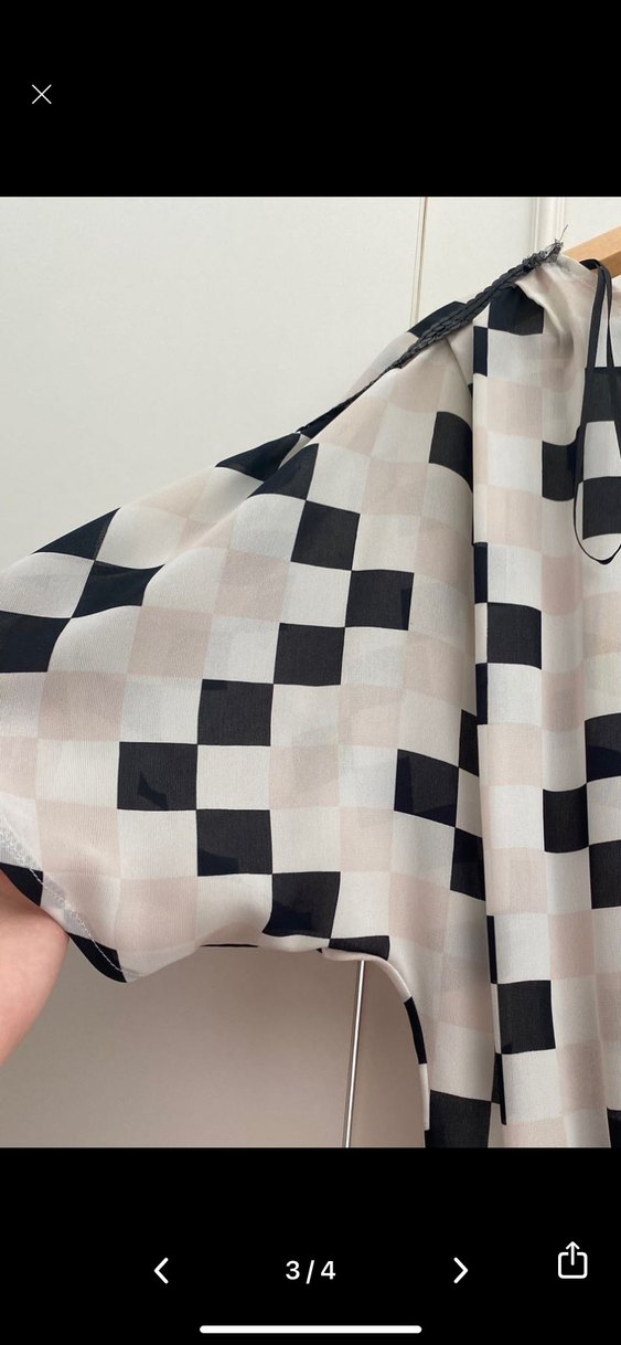 Kare Desenli, Salaş Kesim Kadın Bluz - Görsel 2