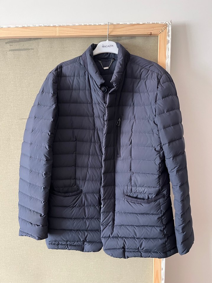 Düğmeli, Normal Kesim Mavi Erkek Mont - Görsel 2