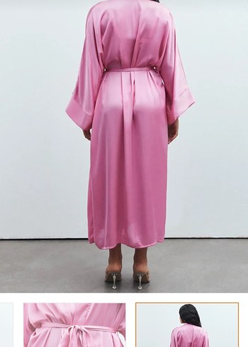 Pembe Uzun Kadın Saten Sabahlık.Unisex bedendir.M-L-XL bedenler - Görsel 4