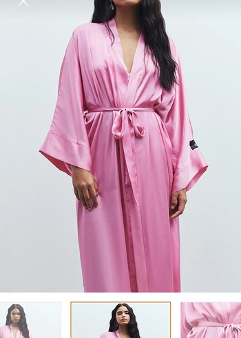 Pembe Uzun Kadın Saten Sabahlık.Unisex bedendir.M-L-XL bedenler - Görsel 2