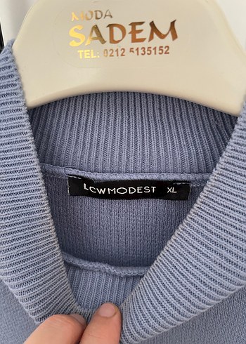 Kadın Gri Mavi Yüksek Yakalı Triko Kazak - Görsel 2