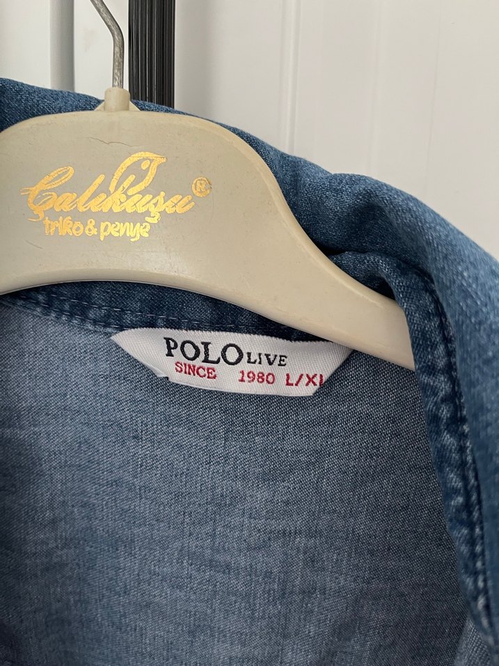 Düğmeli Mavi Denim Kadın Gömlek - Görsel 2