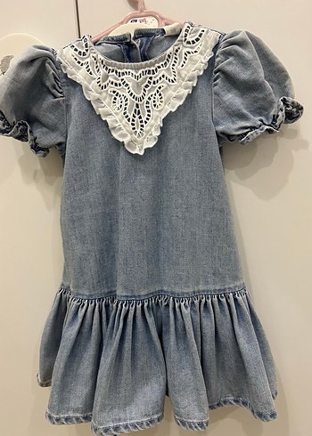 Fırfırlı Denim Kız Çocuk Elbise
