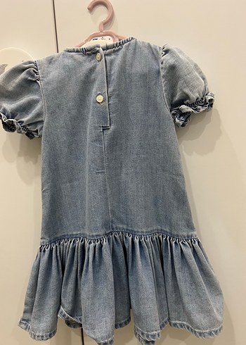 12-18 Ay Beden Fırfırlı Denim Kız Çocuk Elbise