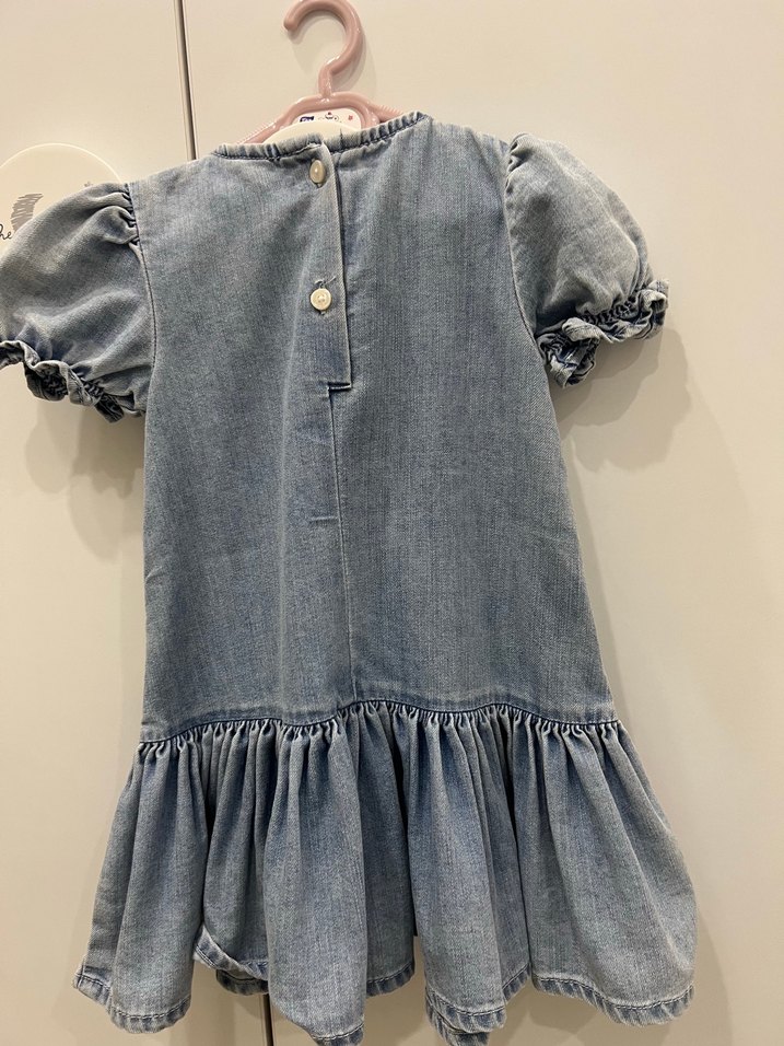 Fırfırlı Denim Kız Çocuk Elbise - Görsel 2