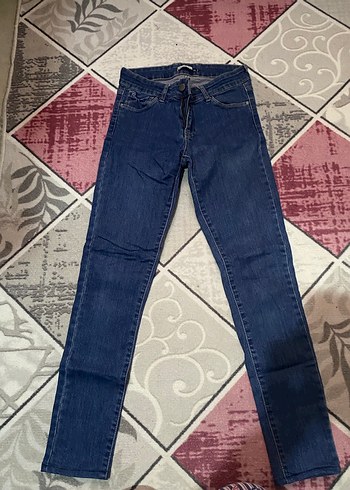 Düğmeli Mavi Kadın Denim Pantolon - Görsel 2