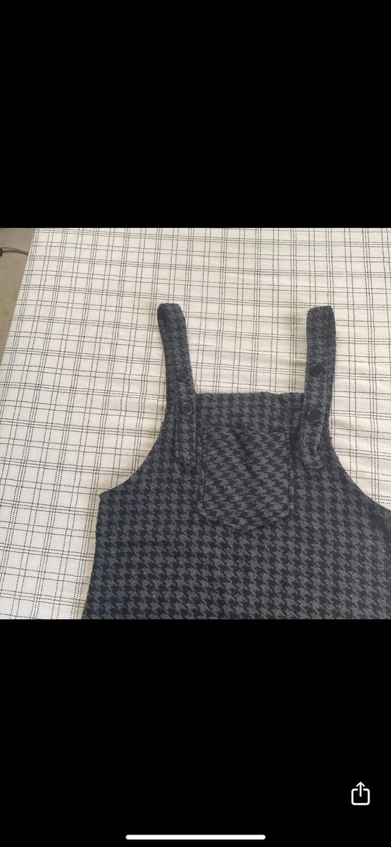 Gri Kareli bahçıvan elbise - Görsel 2