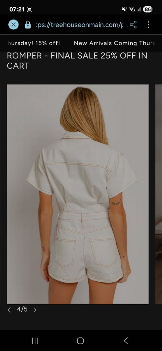 Kadın Beyaz Denim Kısa Tulum - Görsel 2