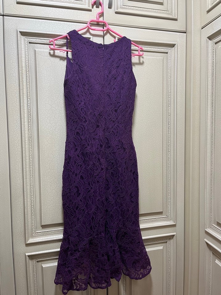 Mor Dantel Uzun Abiye Elbise - Görsel 2
