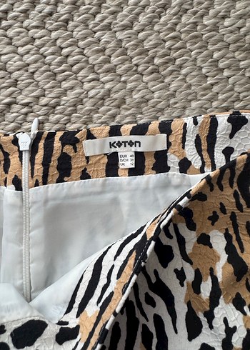 Koton Kahverengi Zebra Desenli Mini Etek