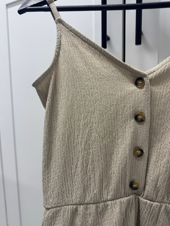 Bej Düğmeli Keten Mini Tulum H&M - Görsel 2