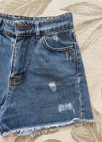 xs Beden Kadın Gri Mavi Mini Denim Şort