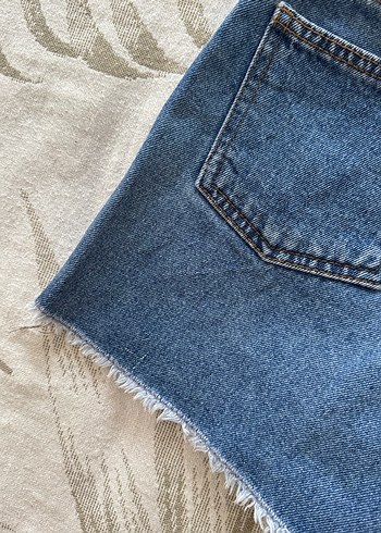 Diğer Kadın Gri Mavi Mini Denim Şort
