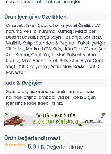 11-12 Yaş Beden Lc.waikiki erkek çocuk yüzme sort