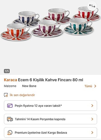  Beden Karaca ecem fincan takimi