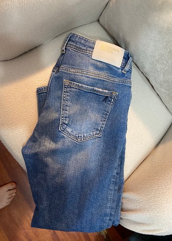 Kadın Mavi Denim Rahat Kesim Jean - Görsel 3