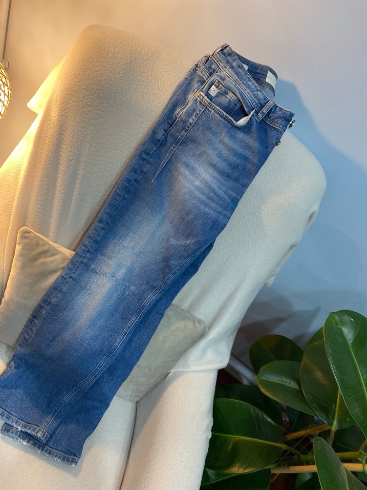 Kadın Mavi Denim Rahat Kesim Jean - Görsel 5