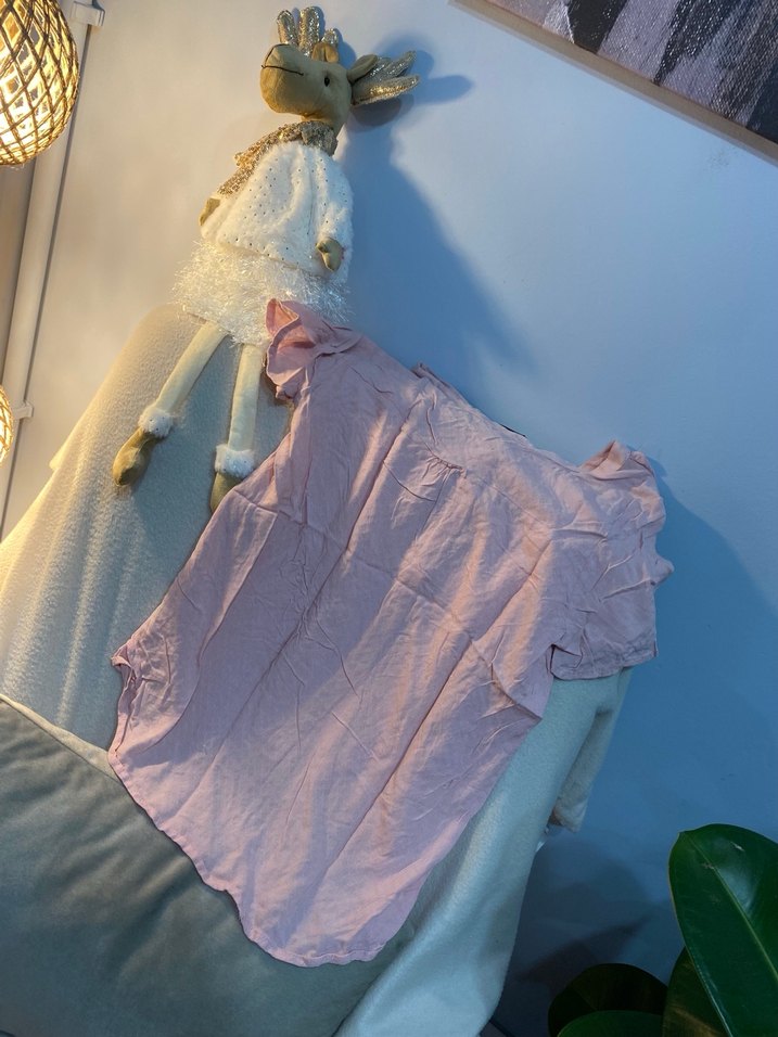 Pembe Keten Düğmeli Kadın Gömlek - Görsel 2