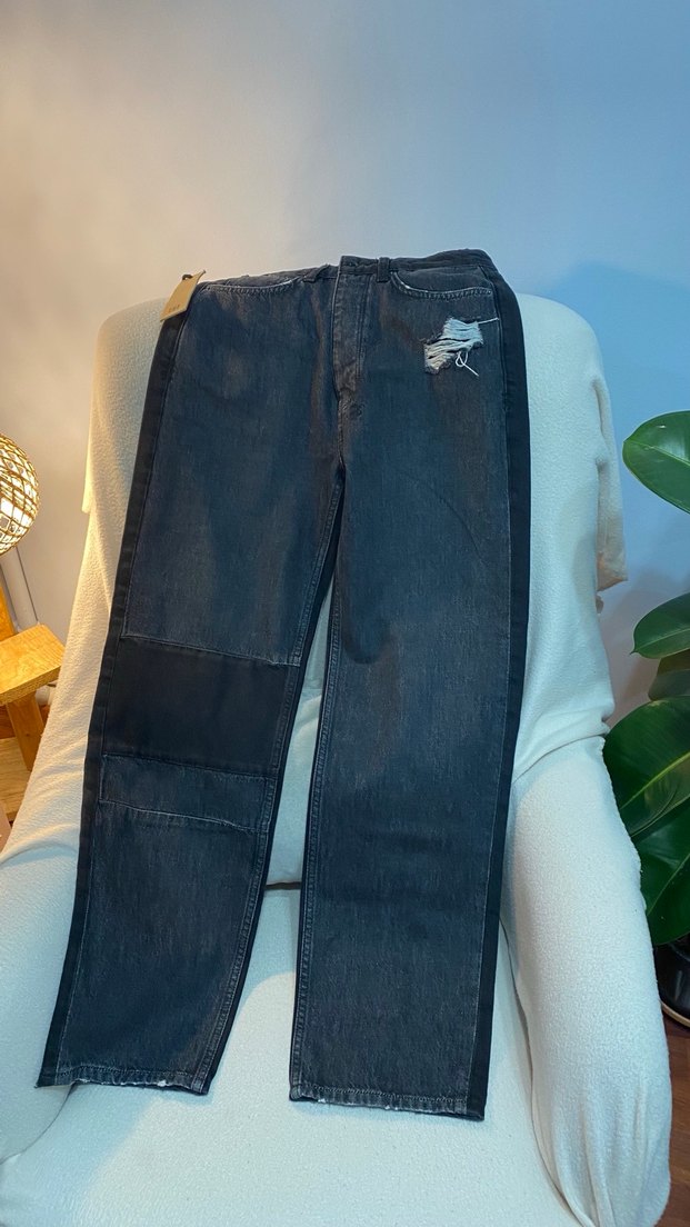 Siyah Baskılı  Denim Pantolon 26 beden - Görsel 4