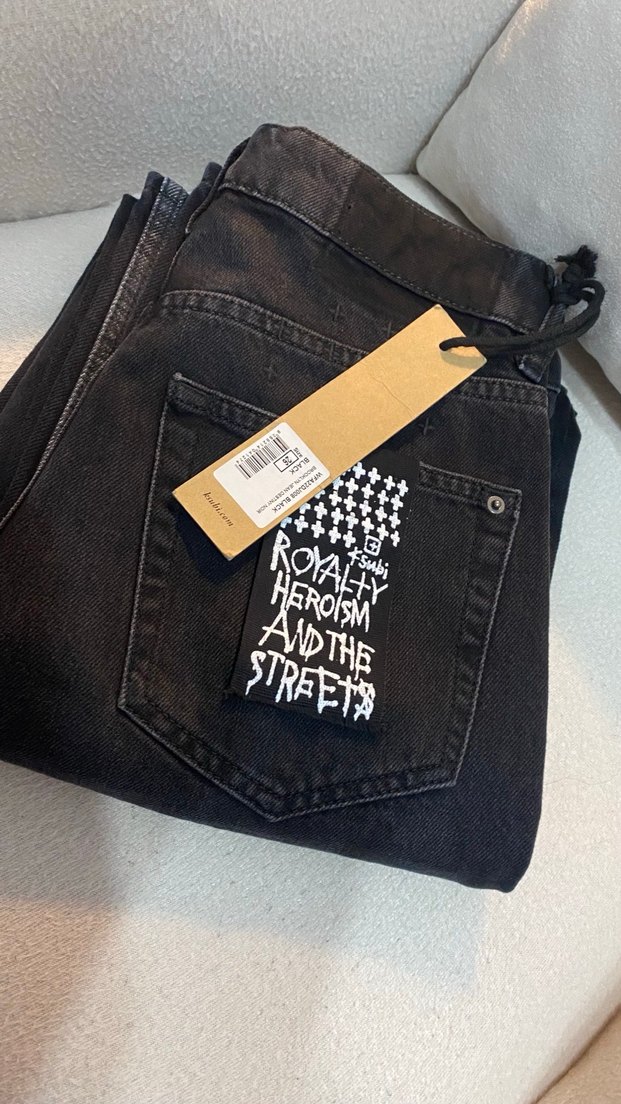 Siyah Baskılı  Denim Pantolon 26 beden - Görsel 2