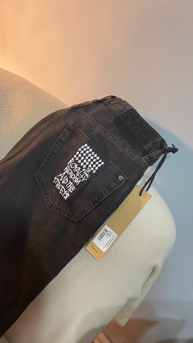 Siyah Baskılı  Denim Pantolon 26 beden - Görsel 3