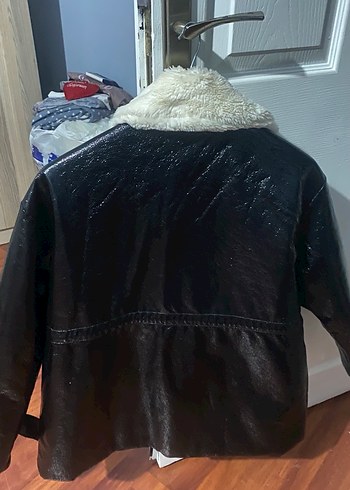 Siyah Deri Kürklü Kadın Ceket - Görsel 2