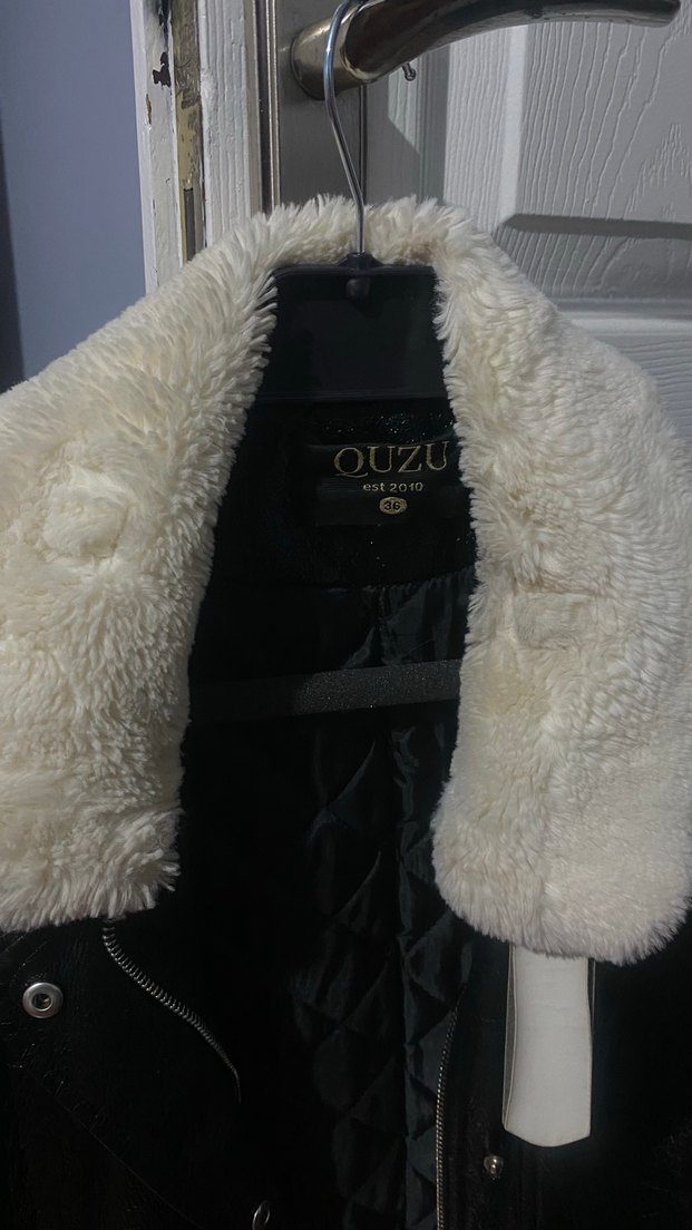 Siyah Deri Kürklü Kadın Ceket - Görsel 3