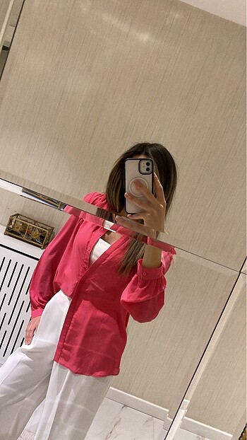 Pembe Şifon Gömlek