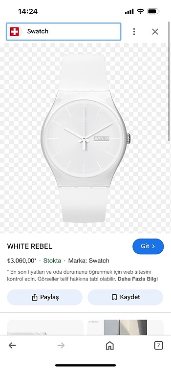 Swatch white rebel kol saati