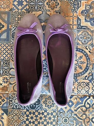BENETTON LİLA rengi kadın süvet babet