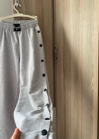 s Beden Düğmeli Gri Kadın Sweatpant