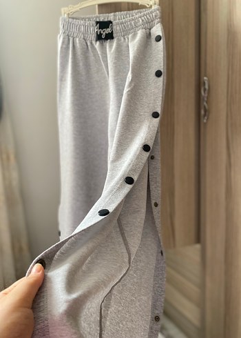 Diğer Düğmeli Gri Kadın Sweatpant