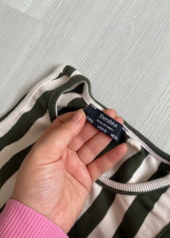 Bershka Yeşil Gri Çizgili Kolsuz Kadın Atlet