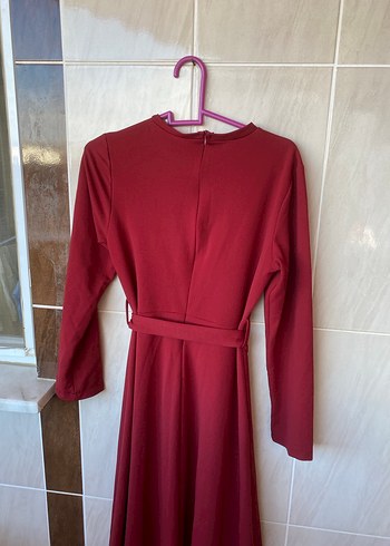 l Beden Kadın bordo tesettür elbise
