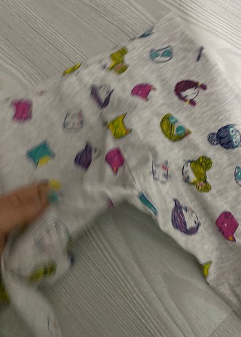 Kız Çocuk Gri Desenli Örme Pamuklu Tayt - Görsel 3