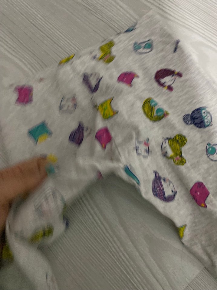 Kız Çocuk Gri Desenli Örme Pamuklu Tayt - Görsel 3