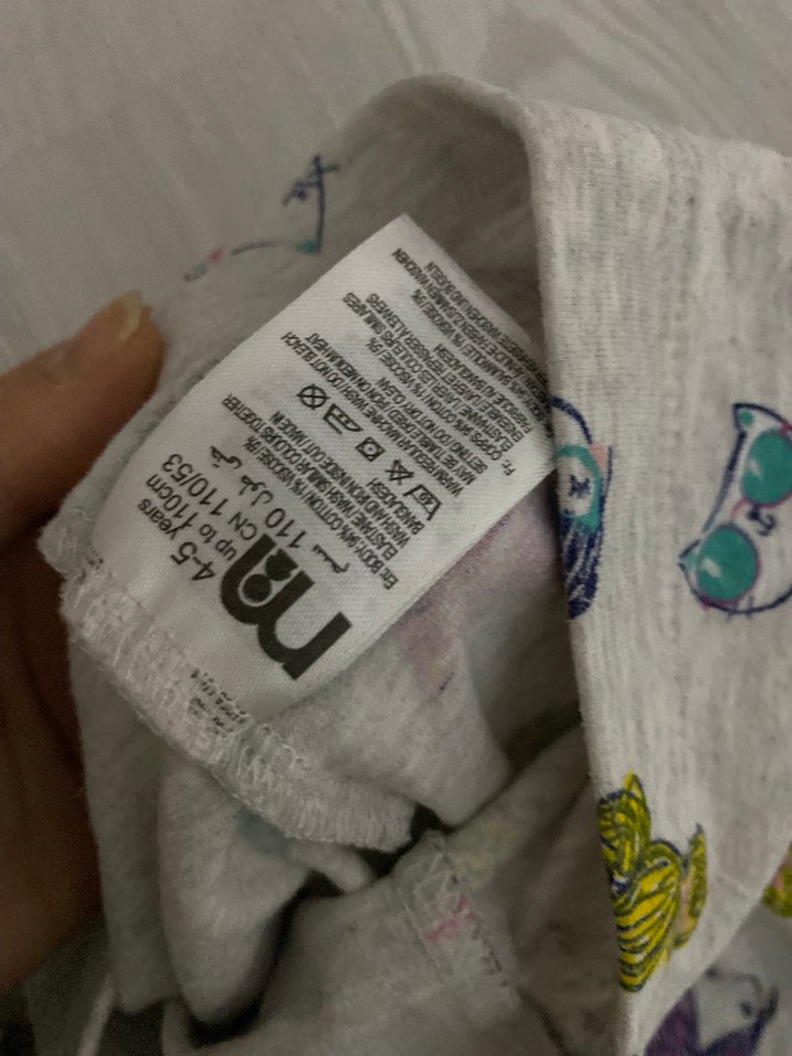 Kız Çocuk Gri Desenli Örme Pamuklu Tayt - Görsel 4