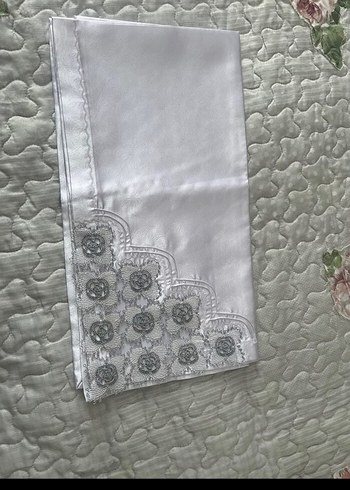 Nakışlı Beyaz Gri Seccade Seti - Görsel 3