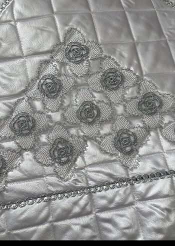 Nakışlı Beyaz Gri Seccade Seti - Görsel 5