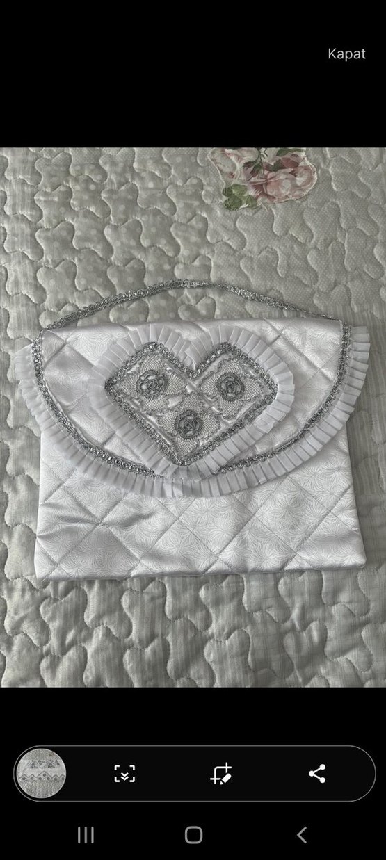 Nakışlı Beyaz Gri Seccade Seti - Görsel 2