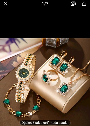 Yeşil Kadın Saat ve Takı Seti, Pullu - Görsel 10