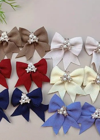 İnci Taşlı 6'lı Vintage Fiyonk Seti - Görsel 7