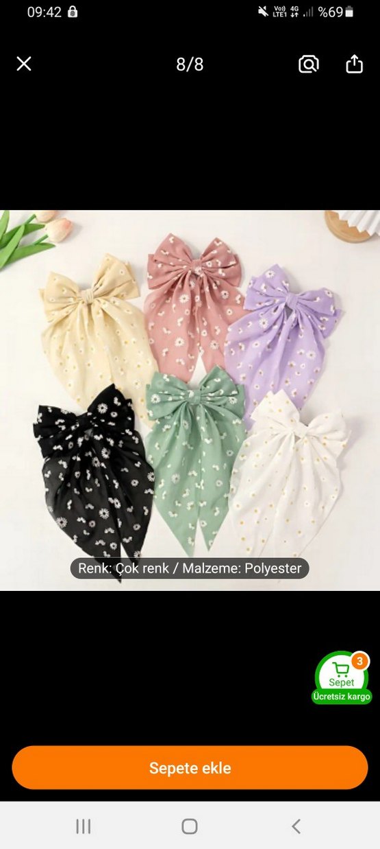 İnci Taşlı 6'lı Vintage Fiyonk Seti - Görsel 2